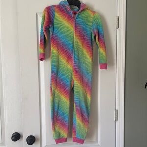 Colorful Tie-Dye Kids One Piece Pajamas Size 6/6X